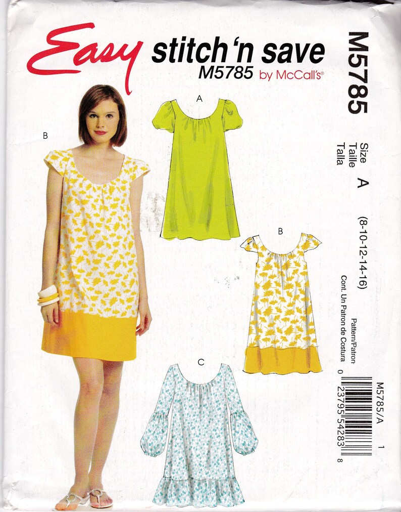 Dress Patterns Gathered Neckline Sleeve Variations Above Knee Etsy