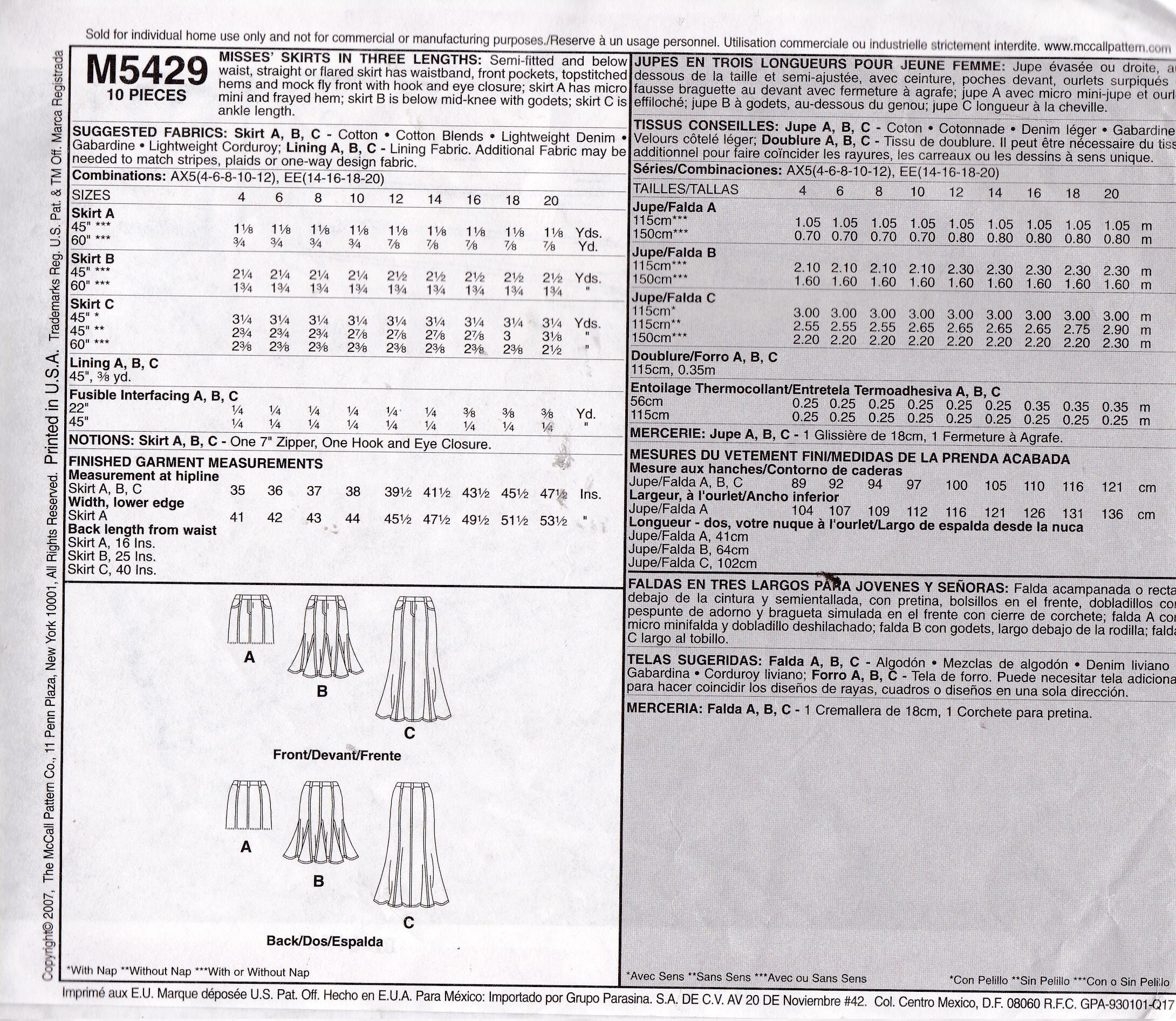 Skirt Pattern Misses' Size 4 6 8 10 12 Fitted and Flared - Etsy