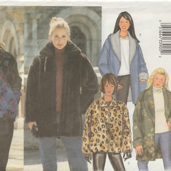 Jacket Patterns Misses' Size 14 16 18 Loose-Fitting Hooded Option Fleece or Faux Fur Lined Jackets Butterick Sewing Pattern 3258 Uncut