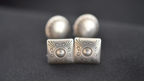 Two sets of small, silver, southwestern-style vin… - image 1