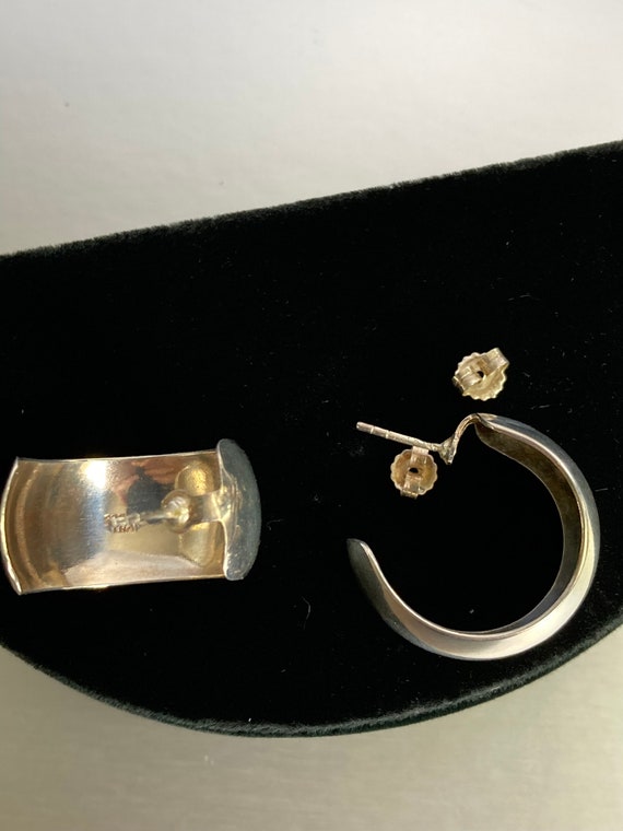 Sterling silver loop earrings with stud fasteners - image 2