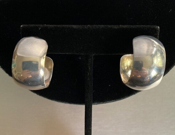 Sterling silver loop earrings with stud fasteners - image 4