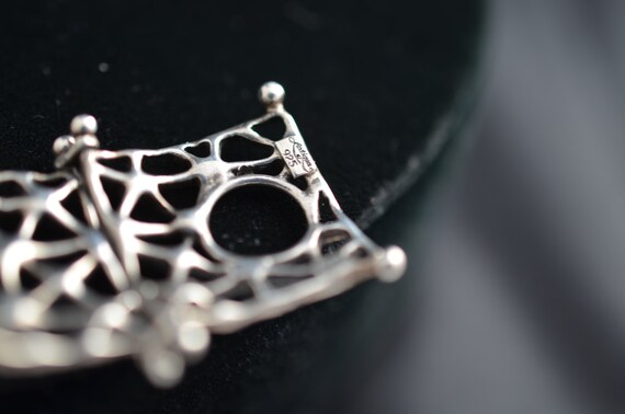 Brutalist style lattice-patterned sterling silver… - image 7