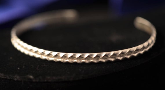 Sterling silver handmade patterned cuff bracelet - image 1