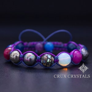 CARNIVAL Friendship Bracelet, BFF bracelet, Gemstone Shamballa Bracelet, Purple Shamballa, Abalone Shell, Beaded Wrap Bracelet, Gift for Her