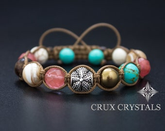 GODDESS FLOWER Women's Shamballa Gemstone Bracelet Boho Wrap