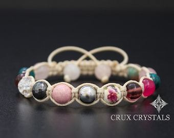 LE FLEUR Gemstone Beaded Bracelet, Friendship Bracelet, Shamballa Bracelet, Stack Bracelet, Wrap Bracelet, Crux Crystals, Gift for Her, 8mm