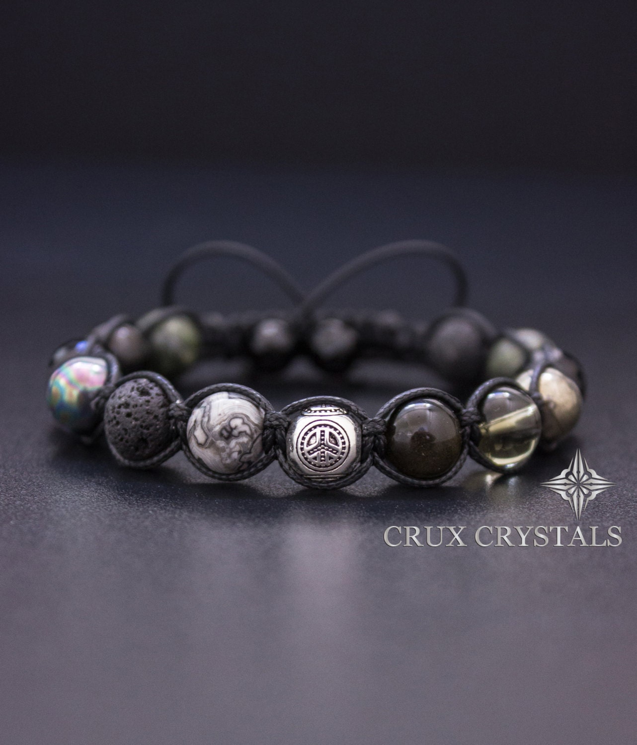 Mens Peace Love Bracelet Mixed Gemstone Beads Bracelet Etsy Canada