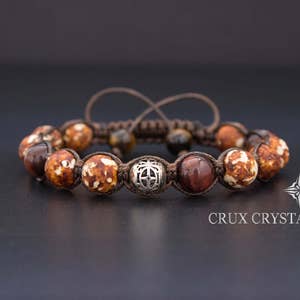 Desert View Men's Brown Agate Shamballa Bracelet Natural - Etsy