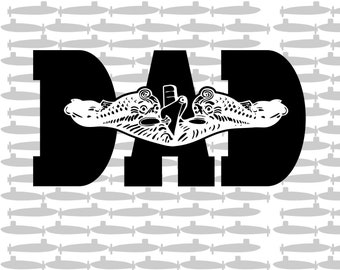 Dad Dolphins | Submariner Father's Day Card | Black and White