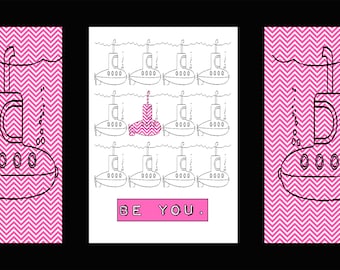 Be You | Submarine Wall Art | Submarine Print | Nursery Artwork | For Submariner Children | Submariner Gift | Babyshower Gift
