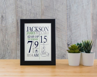Birth Announcement with Submarine| Digital Download | Printable | Birth Announcement | Custom Wall Art | Nursery Decor| Submarines