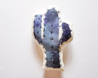 Cactus Cushion Pillow, Cactus Softie, Cactus Soft Toy, Cactus Stuffed Cushion, Cactus Plushie, Nursery Kids Room Decor - Saguaro Blue