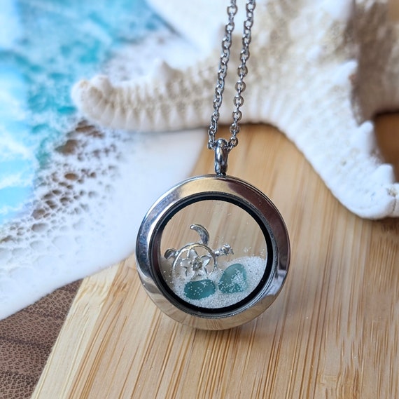 Siesta Key Necklace Beach Gifts Beach Jewelry Beach Sand Locket Best Friend Gift Sand Necklace Memory Locket Mothers Day Gift