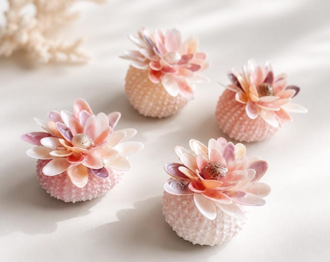 Seashell flowers - Beach decor for home - Beach decor for the bathroom - Sea urhcins - Birthday gifts for women - Shell decor - Gift for mom