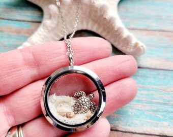 Sanibel Island jewelry locket - Turtle locket jewelry - Birthday gift for her Honeymoon gift  - Sanibel strong - Locket necklace