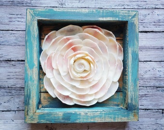 Framed seashell flower - Beach gifts - Beach decor for home - Beach decor for the wall - Sister gift - Bridal shower gift - Gifts for women