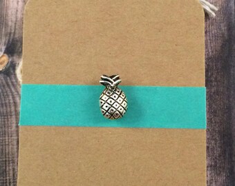 Tiny Pineapple Lapel Pin / Tie Tack - Silver Tone Metal - Tack Backing with Clutch Clasp