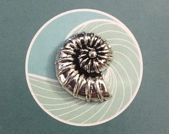 Silver Toned Ammonite Fossil Design Tie Tack