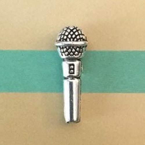 Retro Microphone Lapel Pin / Tie Tack Antique Silver Tone Etsy