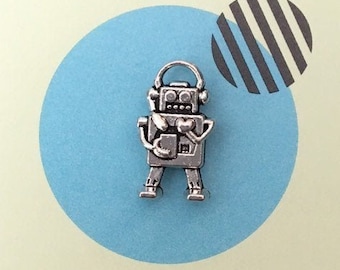 Silver Robot Tie Tack Robot Tie Pins Robot Gifts for Men Robot Accessories Robot Lapel Pin Robot Brooch Unisex Pin for Her Men/'s Accessories