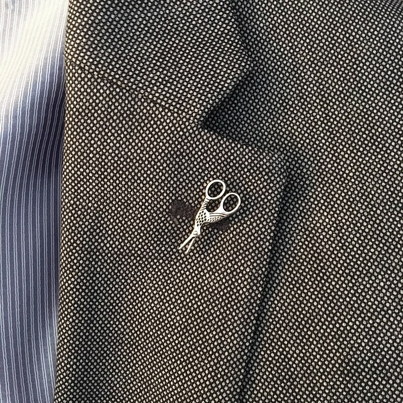 Scissors Lapel Pin / Tie Tack Silver Tone Men's Etsy