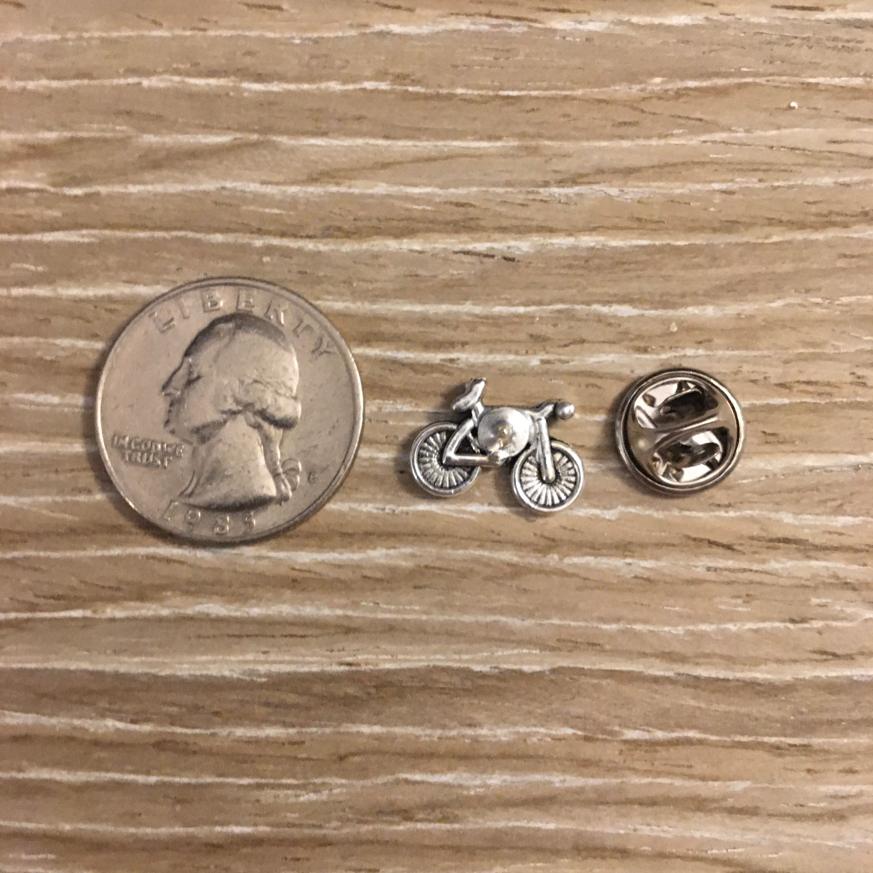 Small Bicycle Lapel Pin / Tie Tack Silver Tone Bike Pin Etsy