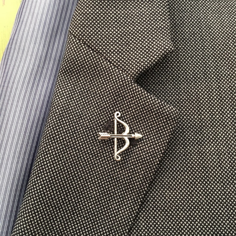 Bow and Arrow Lapel Pin / Tie Tack Silver Tone Men's Etsy