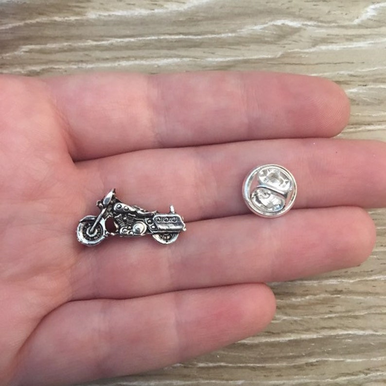Motorcycle Lapel Pin / Tie Tack Silver Tone Biker Gift Etsy