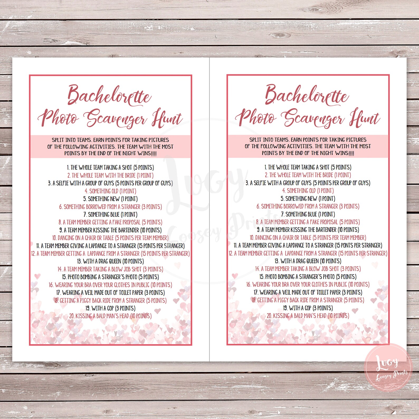 Photo Scavenger Hunt Printable Game Instant Download Bachelorette Party ...