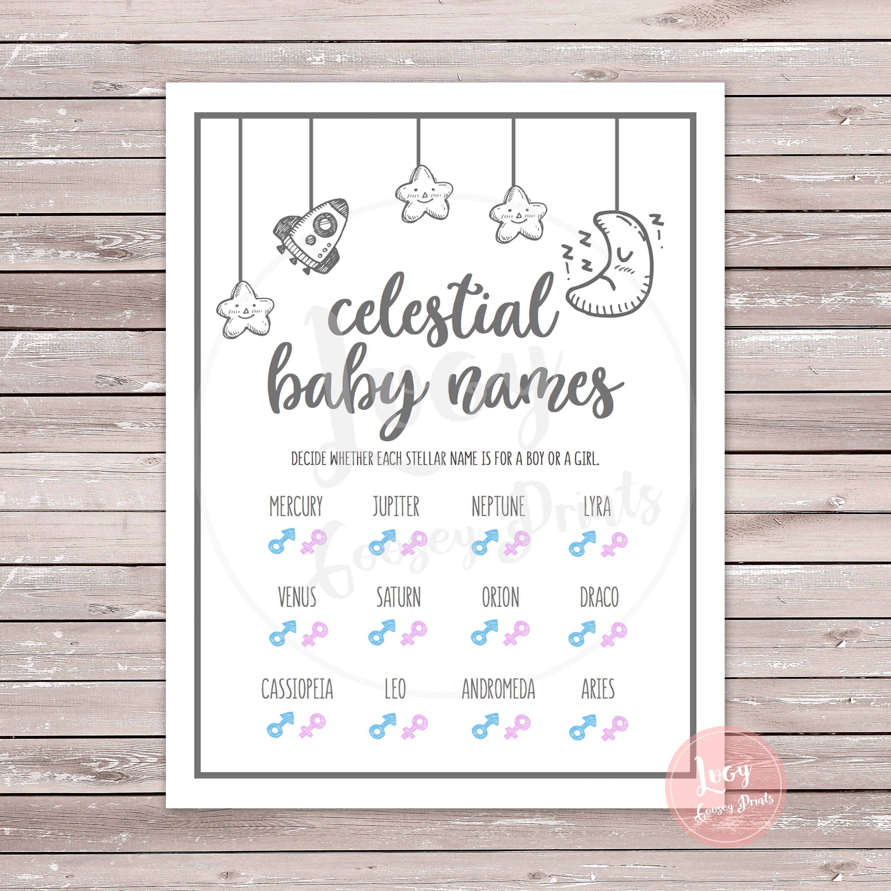 Moon and Stars Celestial Baby Boy Shower Games