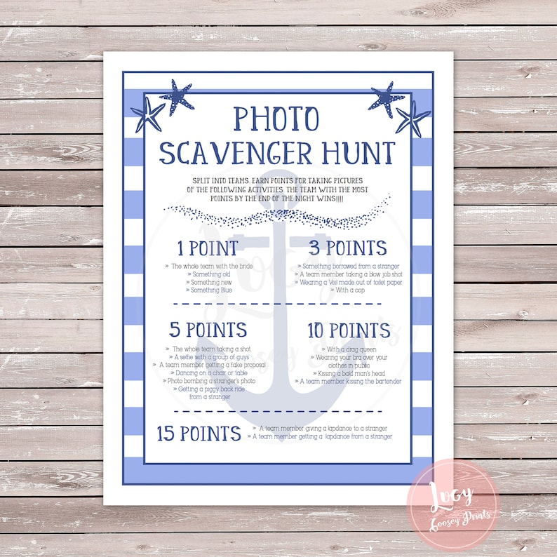 Photo Scavenger Hunt - Instant Download - Printable Game - Nautical ...