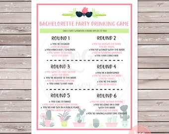 Bachelorette Party Drinking Printable Game Cactus Theme | Etsy