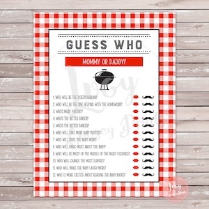 Guess Who - BBQ (Baby Q) themed Baby Shower Game - Instant Download