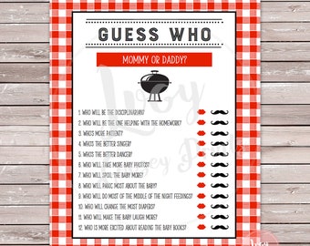 Guess Who - BBQ (Baby Q) themed Baby Shower Game - Instant Download