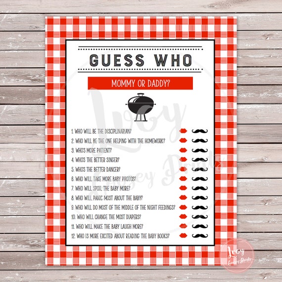Guess Who - BBQ (Baby Q) themed Baby Shower Game - Instant Download