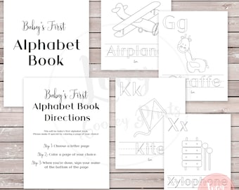 Baby shower kleurboek - Baby's eerste ABC's - Instant Download - Afdrukbaar spel / activiteit - Baby Sprinkle