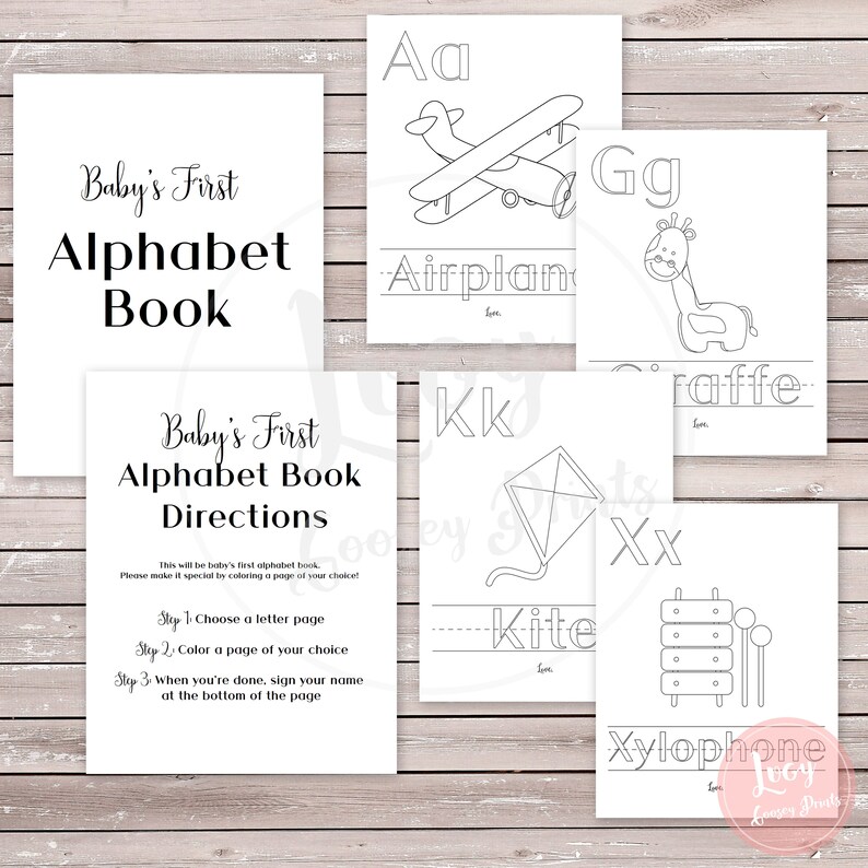 Baby Shower Coloring Book - Baby's First ABCs - Instant Download - Printable Game / Activity - Baby Sprinkle image 1