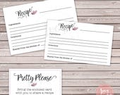 Rustic Bridal Shower Recipe Cards - Instant Download - Printable Cards