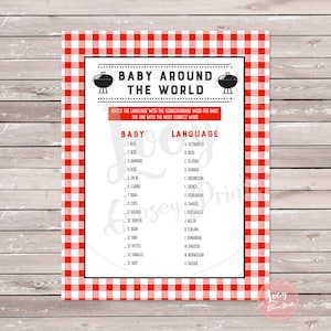 Baby Around the World - Baby-Q - BBQ - Baby Shower Game - Instant Download - Printable Games