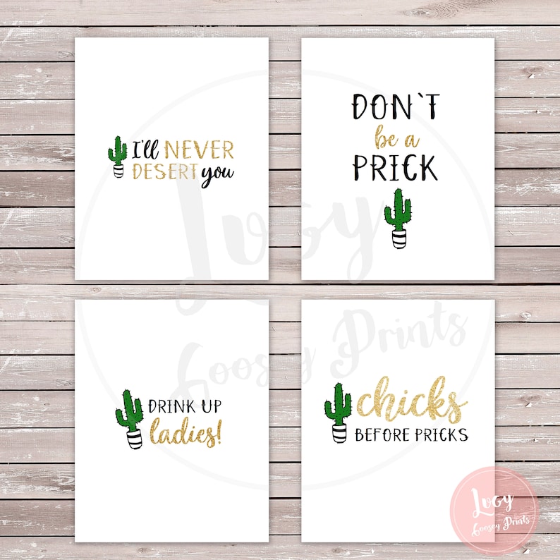Bachelorette Party Signs - Desert / Cactus Theme - Instant Download - Printable Signs image 1
