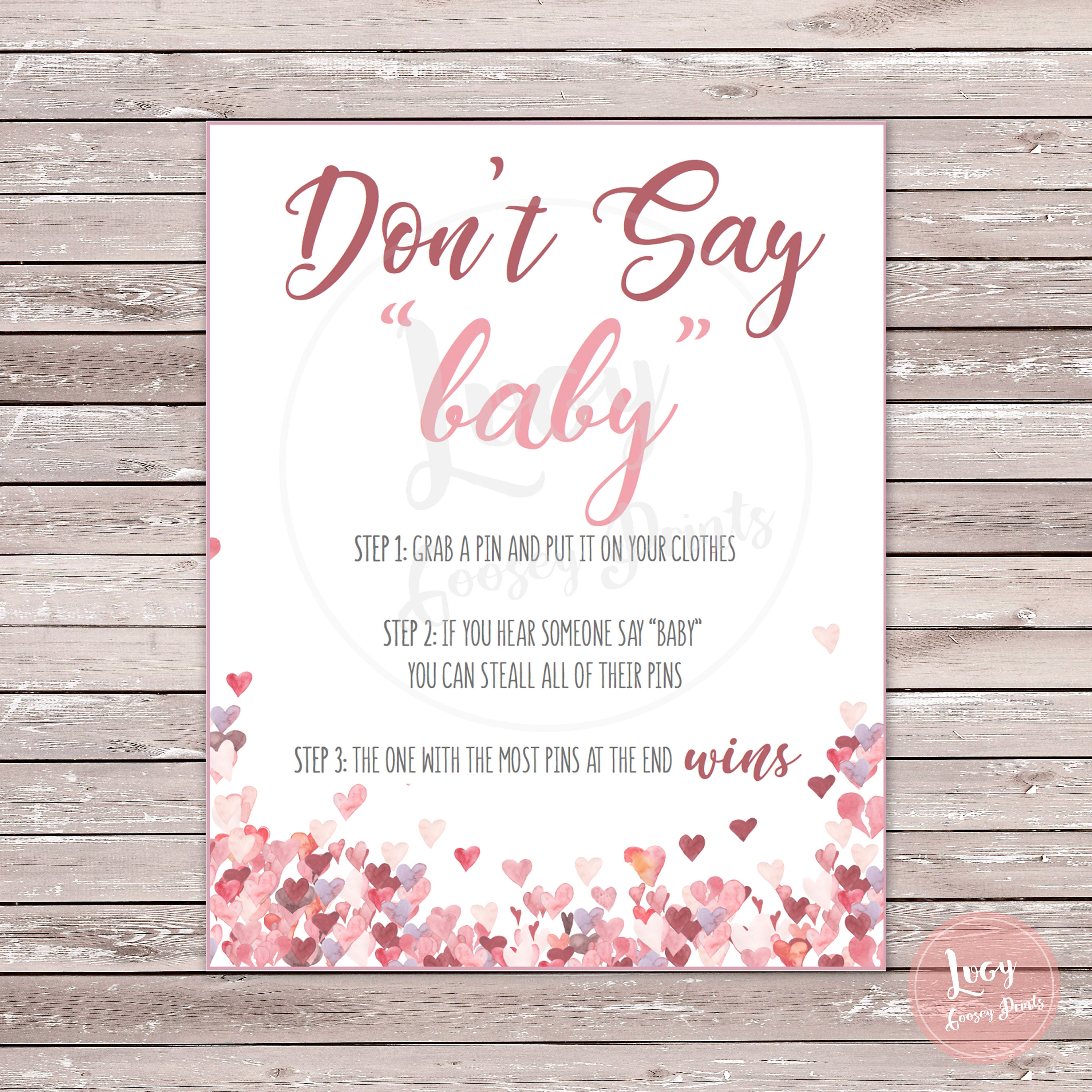 Don't Say Baby Instant Download Printable Game Baby Shower / Sprinkle ...