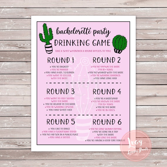 Bachelorette Party Drinking Printable Game Cactus Theme | Etsy