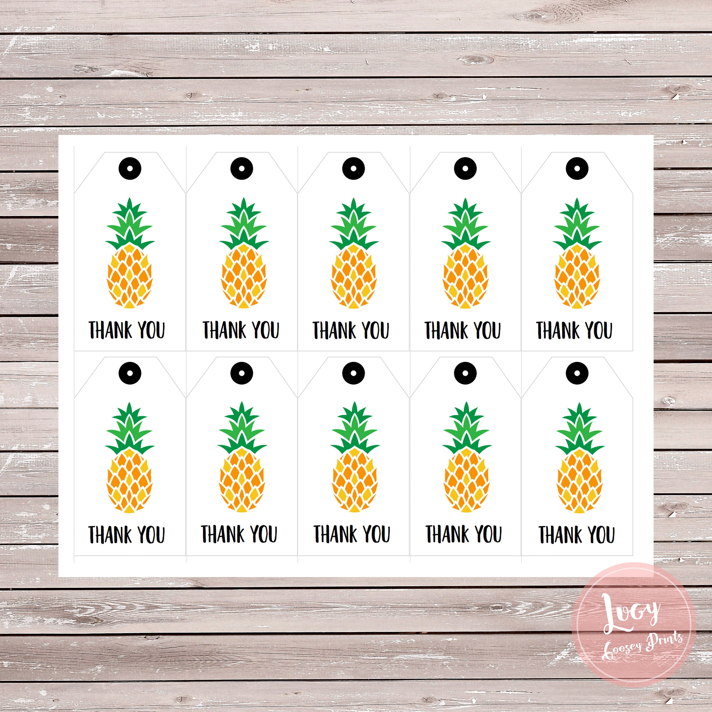 Pineapple Thank You Tag Instant Download | Etsy