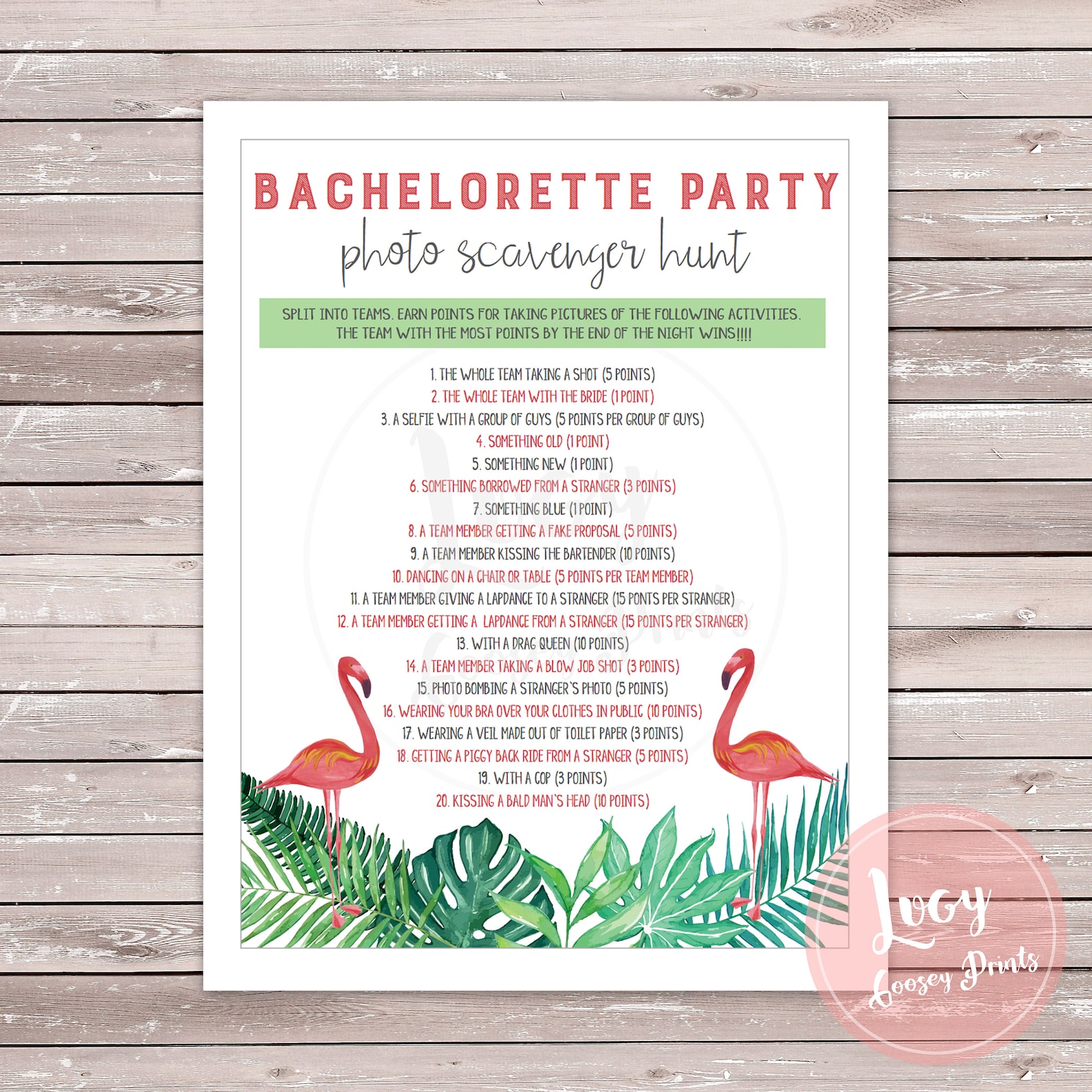 Bachelorette Party Photo Scavenger Hunt Printable Game Etsy