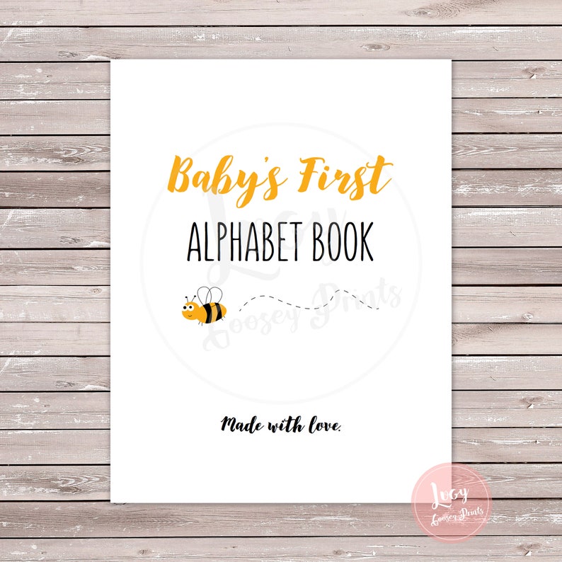DIY Alphabet Book Printable Game, Bee Theme, Baby Shower / Baby ...