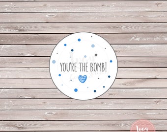 Utskrivbara etiketter till You're the Bomb - Tacketiketter för festgåvor