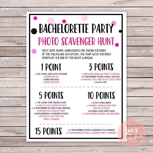 Bachelorette Party Photo Scavenger Hunt Printable - Etsy