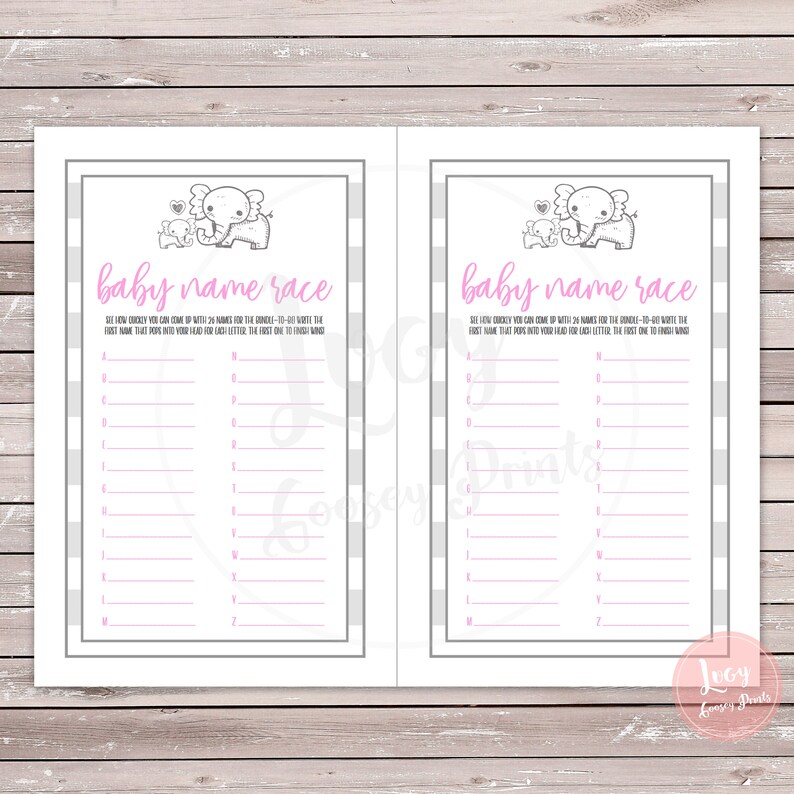 Baby Name Race Printable Game, Instant Download, Baby Shower / Baby ...
