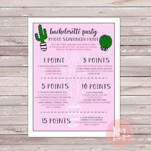 Bachelorette Party Scavenger Hunt Instant Download, Cactus Theme